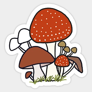 Simple Cute Mushrooms Kawaii Anime Cottagecore Forest Minimal Art Sticker